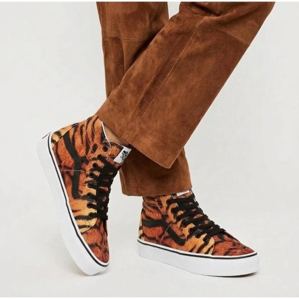 Vans Sk8 Hi Tapered Tiger Print High Top‎ Sneakers Womens US 5.5 NEW Skate Shoes